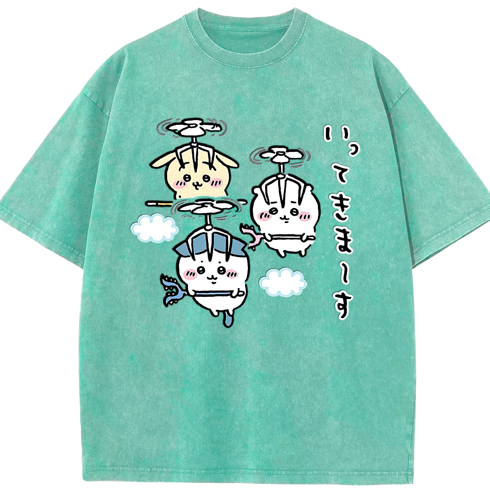 （画像用） ちいかわ ちいかわ Chii-kawa chiikawa 綿100% ヴィンテージ風 半袖Tシャツ（フロントプリント）